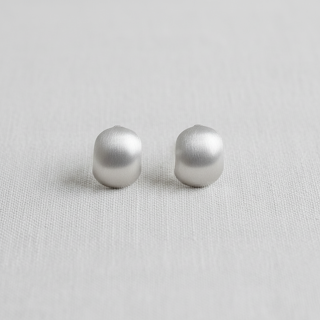 Matte Silver Stud Earrings