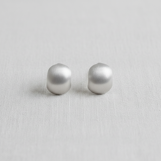 Matte Silver Stud Earrings