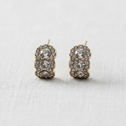 Zirconia C-Shape Stud Earrings