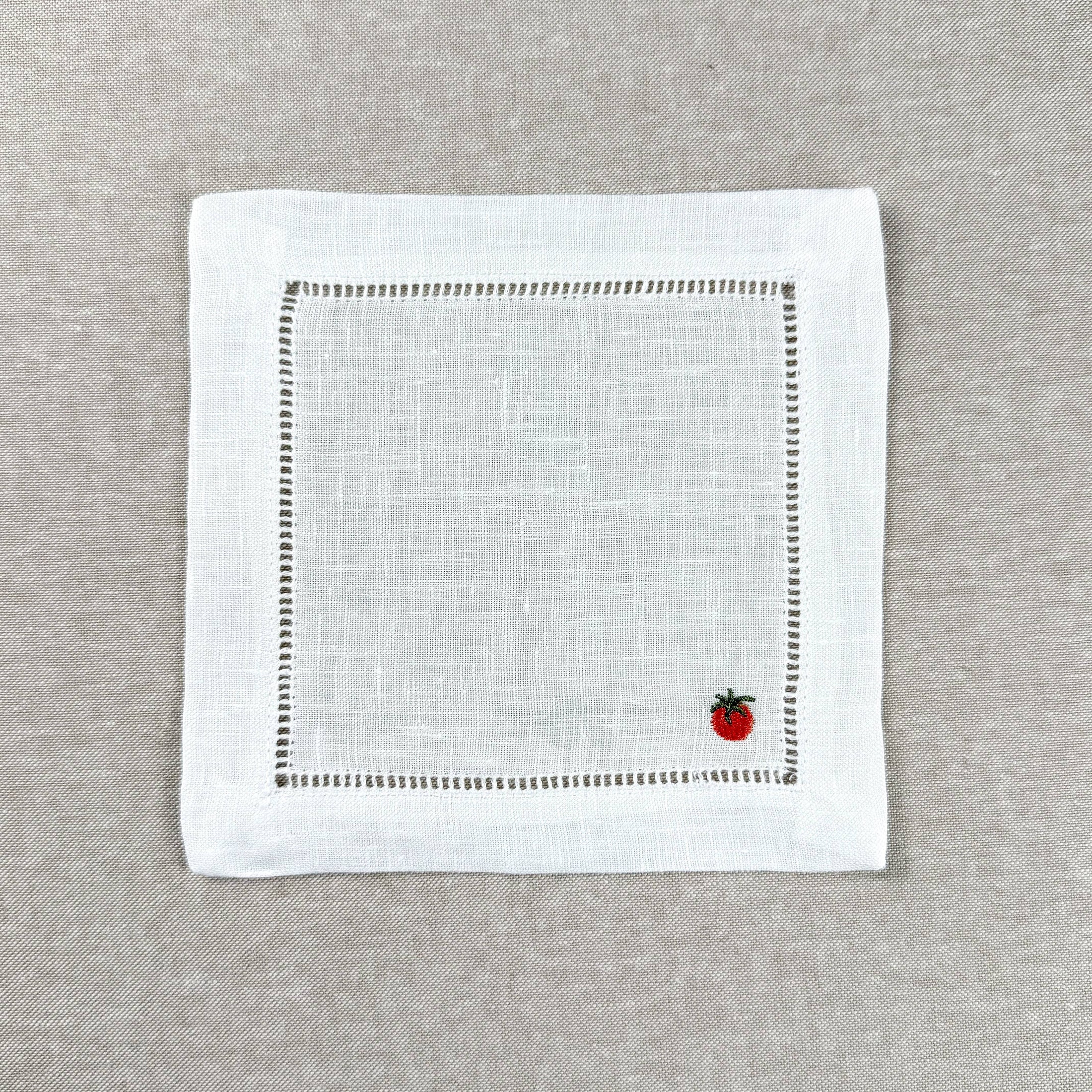 Tomato Embroidered Cocktail Napkin Set
