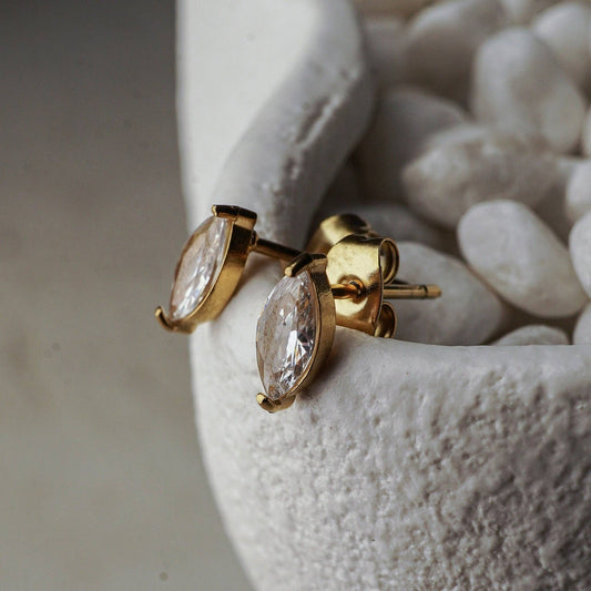Charlotte Zirconia Gold Stud Earrings