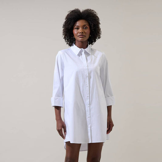Kaira Poplin Button Down Shirt Dress