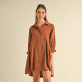 Load image into Gallery viewer, Brown Corduroy Button Down Dress
