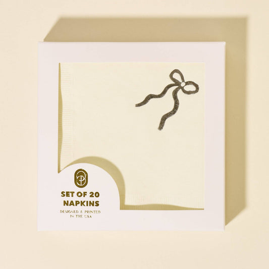 Silver Bow Paper Beverage Napkins - Set of 20
