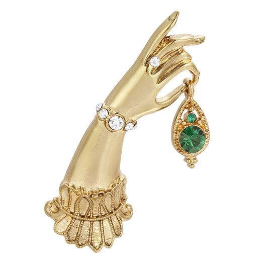 Ladies Hand With Crystal Brooch