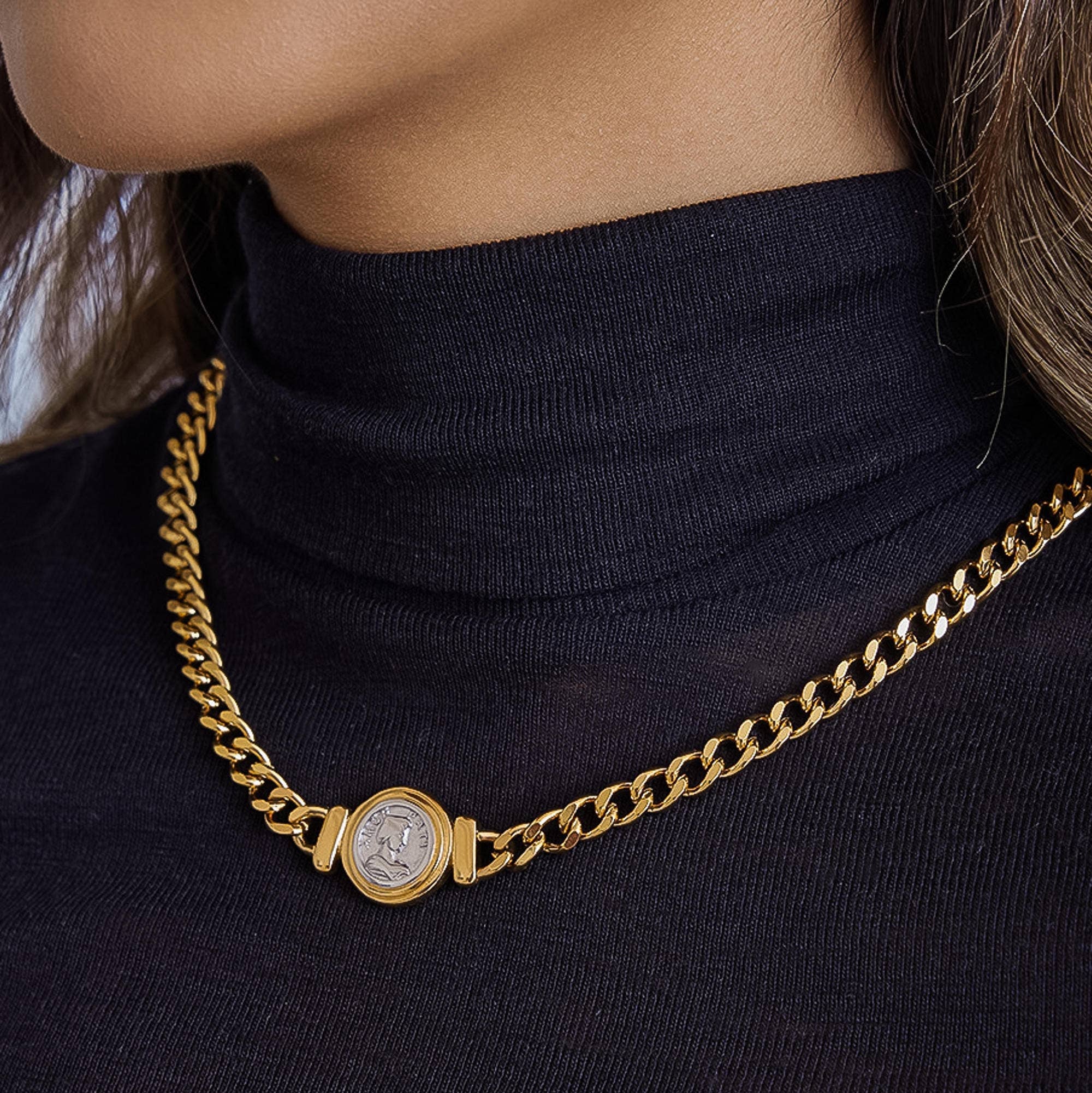 Parisse 18K Gold Non-Tarnish Coin Pendant Necklace