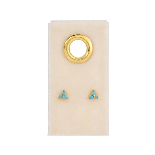 Light Blue Triple Cluster Studs on Velvet Tag