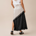 Load image into Gallery viewer, Asymmetrical Polka Dot Lace Maxi Skirt

