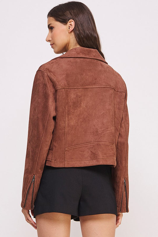 Chocolate Suede Moto Jacket